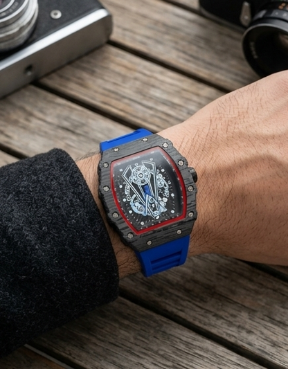 Zelantar Carbon Fiber Skeleton Dial Sports Watch