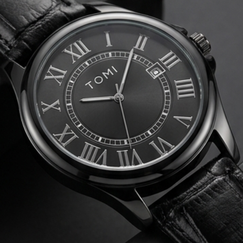 TOMI Men's Classic Roman Numeral Black Gift Set